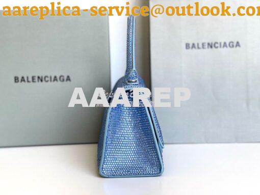 Replica Balenciaga Hourglass Top Handle Bag in Light Blue Suede Calfsk 7