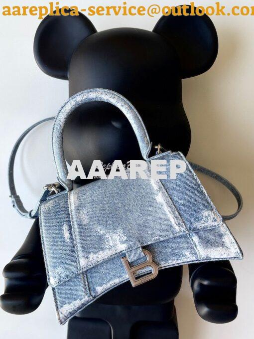 Replica Balenciaga Hourglass Top Handle Bag In Denim Printed 5935461 B