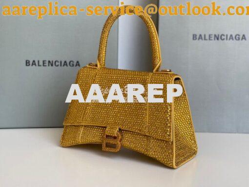 Replica Balenciaga Hourglass Top Handle Bag in Gold Suede Calfskin wit 4