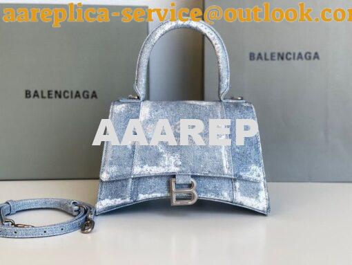 Replica Balenciaga Hourglass Top Handle Bag In Denim Printed 5935461 B 2