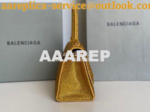 Replica Balenciaga Hourglass Top Handle Bag in Gold Suede Calfskin wit 5