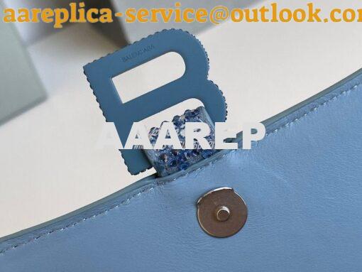 Replica Balenciaga Hourglass Top Handle Bag in Light Blue Suede Calfsk 13