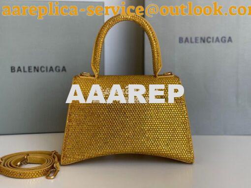 Replica Balenciaga Hourglass Top Handle Bag in Gold Suede Calfskin wit 6