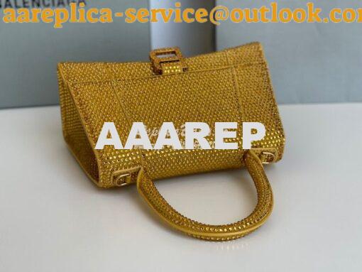 Replica Balenciaga Hourglass Top Handle Bag in Gold Suede Calfskin wit 7