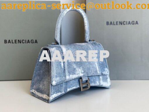 Replica Balenciaga Hourglass Top Handle Bag In Denim Printed 5935461 B 6