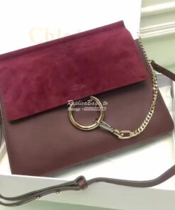 Replica Chloe Faye Shoulder Bag Smooth n Suede Calfskin Wine