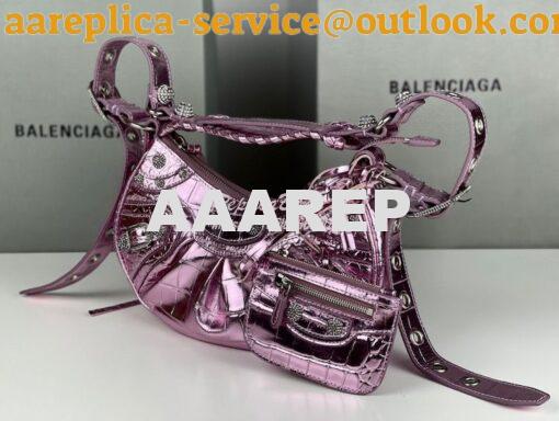 Replica Balenciaga Le Cagole XS S Shoulder Bag in Pink Metallized Croc 5