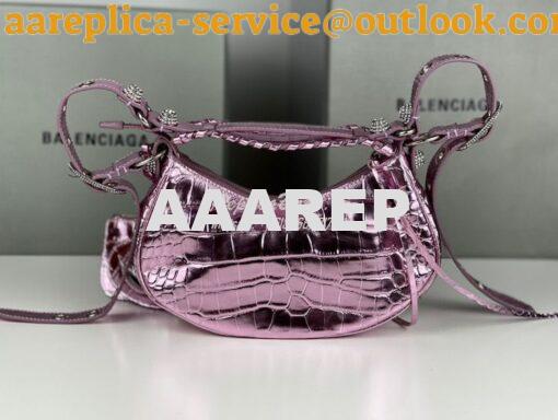 Replica Balenciaga Le Cagole XS S Shoulder Bag in Pink Metallized Croc 6