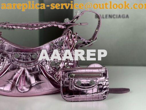 Replica Balenciaga Le Cagole XS S Shoulder Bag in Pink Metallized Croc 7