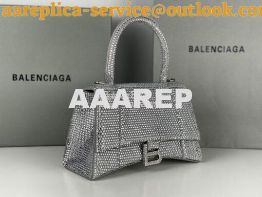 Replica Balenciaga Hourglass Top Handle Bag in Grey Suede Calfskin wit 3