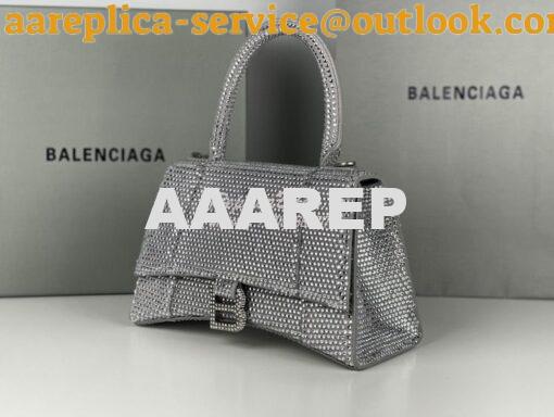 Replica Balenciaga Hourglass Top Handle Bag in Grey Suede Calfskin wit 4