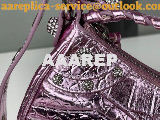 Replica Balenciaga Le Cagole XS S Shoulder Bag in Pink Metallized Croc 10