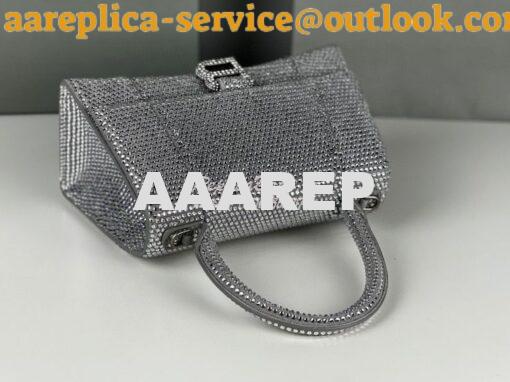 Replica Balenciaga Hourglass Top Handle Bag in Grey Suede Calfskin wit 6