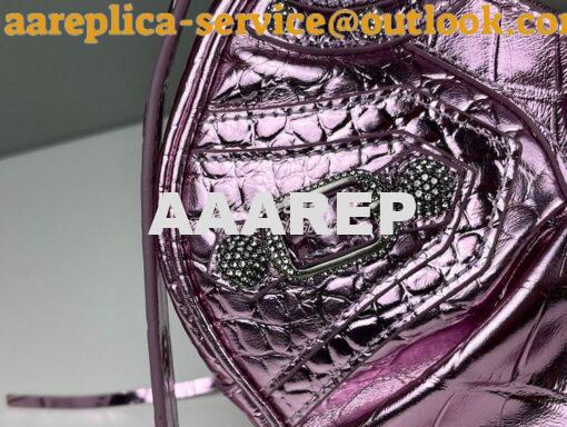 Replica Balenciaga Le Cagole XS S Shoulder Bag in Pink Metallized Croc 11