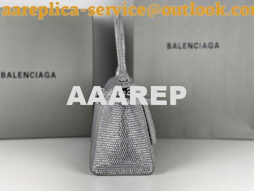 Replica Balenciaga Hourglass Top Handle Bag in Grey Suede Calfskin wit 7