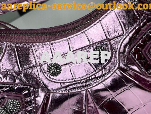 Replica Balenciaga Le Cagole XS S Shoulder Bag in Pink Metallized Croc 12