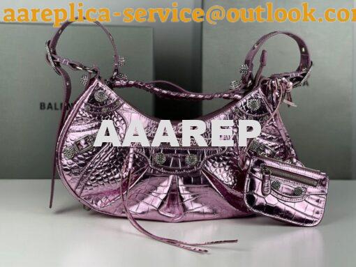 Replica Balenciaga Le Cagole XS S Shoulder Bag in Pink Metallized Croc 15