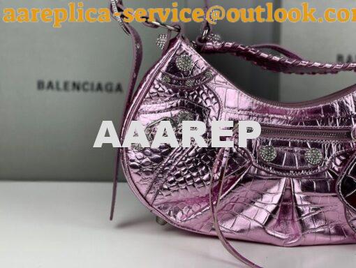 Replica Balenciaga Le Cagole XS S Shoulder Bag in Pink Metallized Croc 16