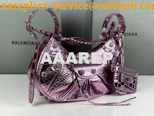 Replica Balenciaga Le Cagole XS S Shoulder Bag in Pink Metallized Croc 18