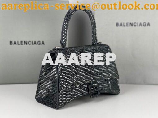 Replica Balenciaga Hourglass Top Handle Bag in Onyx Suede Calfskin wit 4