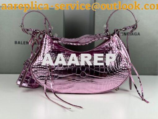 Replica Balenciaga Le Cagole XS S Shoulder Bag in Pink Metallized Croc 19