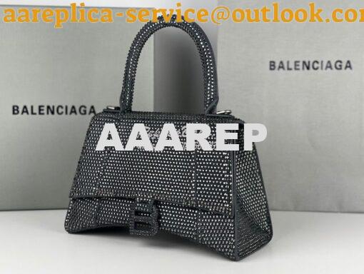 Replica Balenciaga Hourglass Top Handle Bag in Onyx Suede Calfskin wit 5