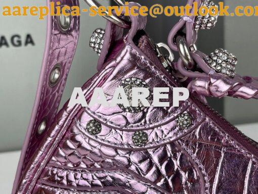 Replica Balenciaga Le Cagole XS S Shoulder Bag in Pink Metallized Croc 21