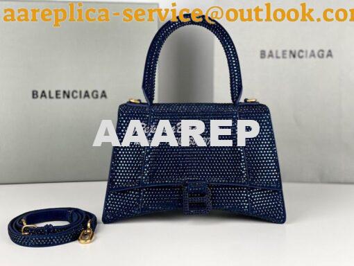 Replica Balenciaga Hourglass Top Handle Bag in Blue Suede Calfskin wit 2