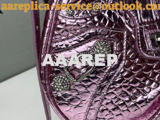 Replica Balenciaga Le Cagole XS S Shoulder Bag in Pink Metallized Croc 22