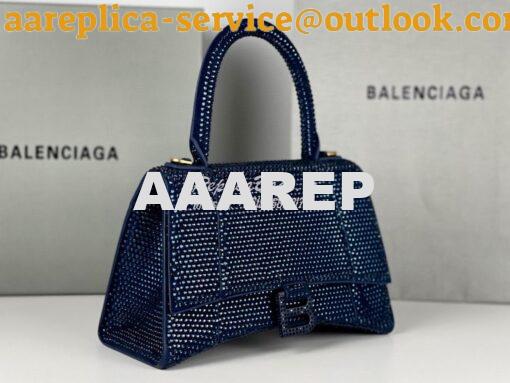 Replica Balenciaga Hourglass Top Handle Bag in Blue Suede Calfskin wit 3