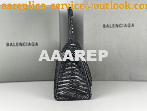 Replica Balenciaga Hourglass Top Handle Bag in Onyx Suede Calfskin wit 7