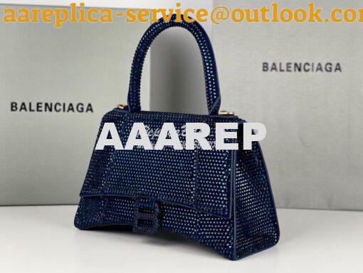 Replica Balenciaga Hourglass Top Handle Bag in Blue Suede Calfskin wit 4