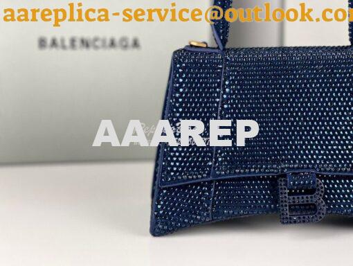 Replica Balenciaga Hourglass Top Handle Bag in Blue Suede Calfskin wit 5