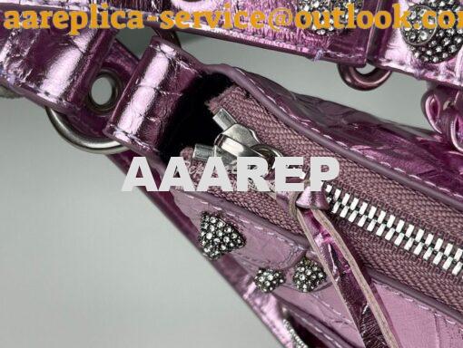 Replica Balenciaga Le Cagole XS S Shoulder Bag in Pink Metallized Croc 26