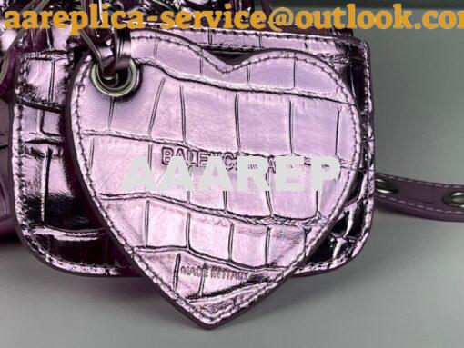 Replica Balenciaga Le Cagole XS S Shoulder Bag in Pink Metallized Croc 28