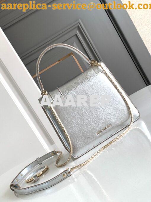 Replica Bvlgari Serpenti Forever Top Handle Silver Striated Leather 29 6