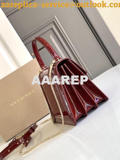 Replica Bvlgari Serpenti Forever Top Handle Shiny Brushed Leather 2932 2