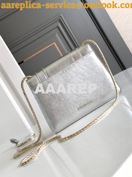 Replica Bvlgari Serpenti Forever Crossbody Bag Silver Striated Calf Le 5