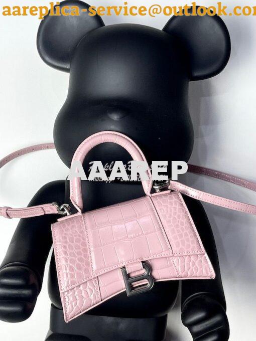 Replica Balenciaga Hourglass Top Handle Bag In Shiny Crocodile Embosse