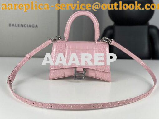 Replica Balenciaga Hourglass Top Handle Bag In Shiny Crocodile Embosse 2