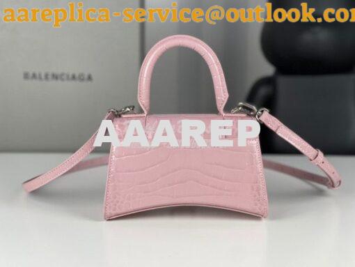 Replica Balenciaga Hourglass Top Handle Bag In Shiny Crocodile Embosse 3