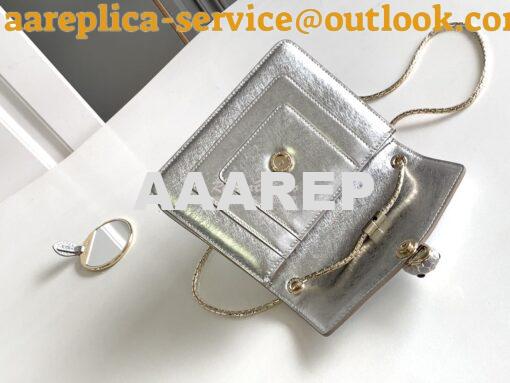 Replica Bvlgari Serpenti Forever Crossbody Bag Silver Striated Calf Le 9