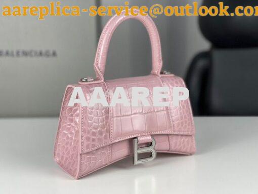 Replica Balenciaga Hourglass Top Handle Bag In Shiny Crocodile Embosse 7