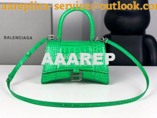 Replica Balenciaga Hourglass Top Handle Bag In Shiny Crocodile Embosse 3