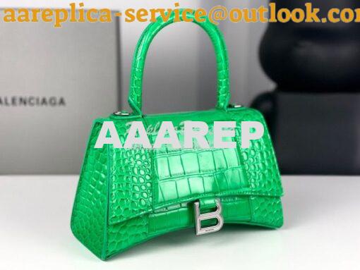 Replica Balenciaga Hourglass Top Handle Bag In Shiny Crocodile Embosse 4