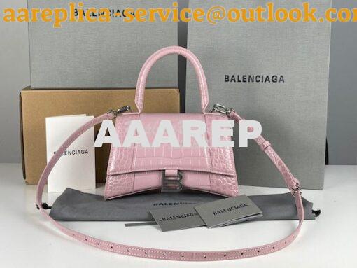 Replica Balenciaga Hourglass Top Handle Bag In Shiny Crocodile Embosse 17