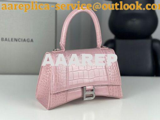 Replica Balenciaga Hourglass Top Handle Bag In Shiny Crocodile Embosse 19