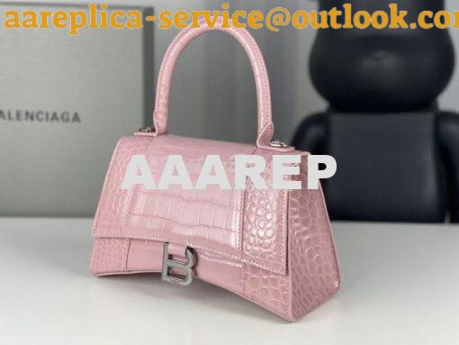 Replica Balenciaga Hourglass Top Handle Bag In Shiny Crocodile Embosse 20