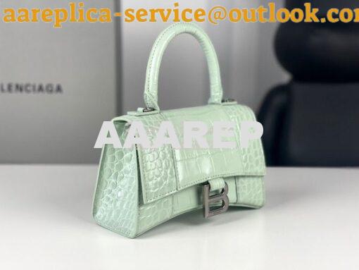 Replica Balenciaga Hourglass Top Handle Bag In Shiny Crocodile Embosse 4