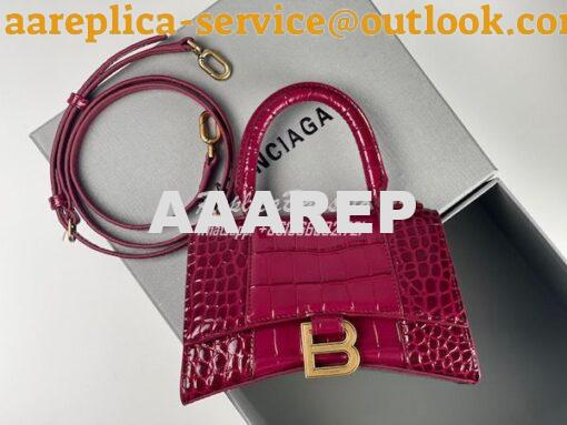 Replica Balenciaga Hourglass Top Handle Bag In Shiny Crocodile Embosse 2